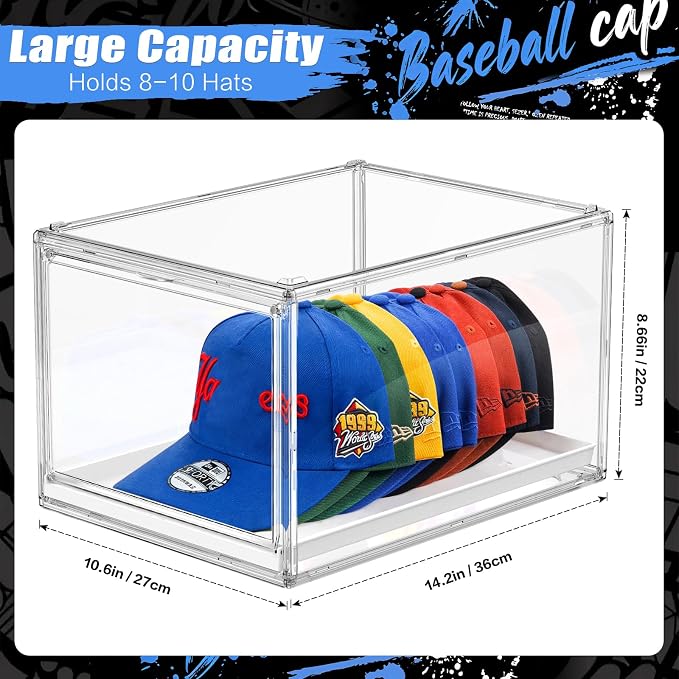 Hat Organizer for Baseball Caps, Large Clear Hats Holder Box Hat Storage - Image 2