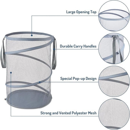 Mesh Popup Laundry Hamper 115L Collapsible Laundry Basket Extra Large Capacity - Image 4