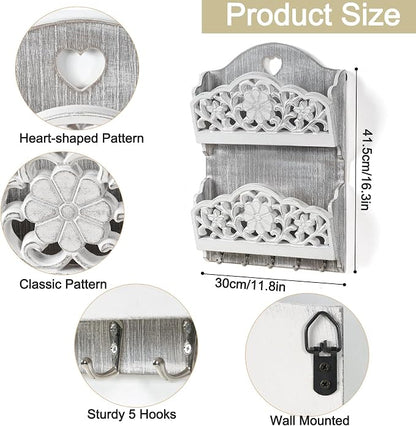Key and Mail Holder for Wall, 2-Slot Mail Organizer Wall Mount - Image 3