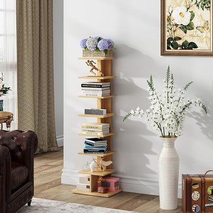 TUTOTAK Book Shelf, Narrow Spine Bookshelf, 8-Tier Bookcase - Image 4