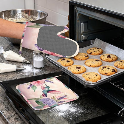Hummingbird Heat-Resistant Silicone Oven Mitts and Pot Holders 4 Piece Set - Image 4