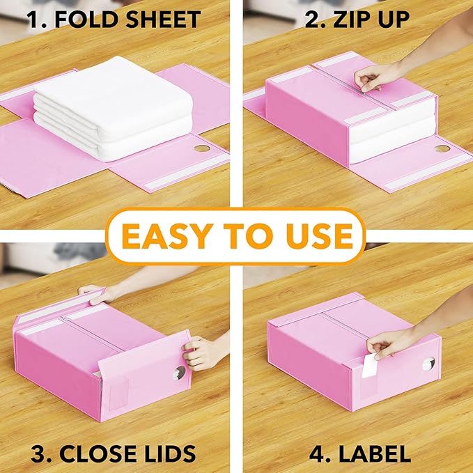 SpaceAid 4 Pack Bed Sheet Organizers and Storage, Foldable Sheet Organizer - Image 3