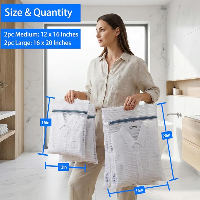 4Pcs Mesh Laundry Bags Delicates Lingerie Wash Bags - Image 3