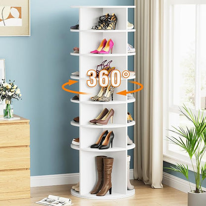 7 Tier Rotating Shoe Rack Tower Shelf, Spinning Shoe Display Lazy Susan - Image 4
