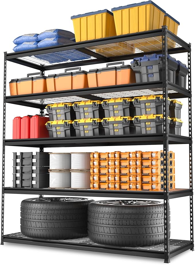 WORKPRO 5-Tier Heavy Duty Metal Shelving Unit, 48”W x 24”D x 72”H, Adjustable by WORKPRO