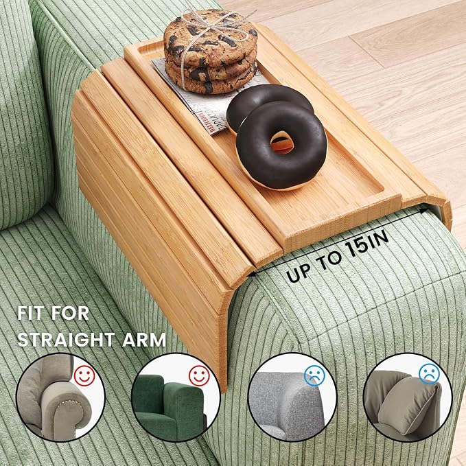 Sofa Arm Tray, Bamboo Folding Couch Arm Tray, Sofa Armrest Trays - Image 3