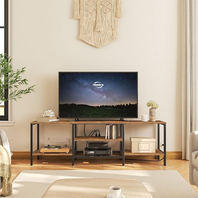 HOOBRO TV Stand with Power Outlets to 75 Inches, TV Console Table with Open - Image 7