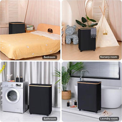 Lagre Laundry Basket with Wheels, Laundry Hamper with Lid, 160L Clothes Hamper - Image 3