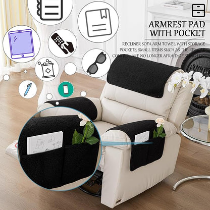 Armrest Cover, Recliner Chair Protector, Furniture Protector Slip, Side Storage - Image 3