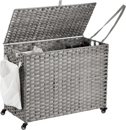 Laundry Hamper with Wheels, 60.72 Gallon Rolling Laundry Basket with Lid by Hiagnete