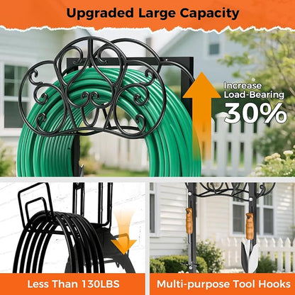 Garden Hose Holder Heavy-Duty Freestanding Water Hose Holder Holds 160Ft Hoses - Image 2