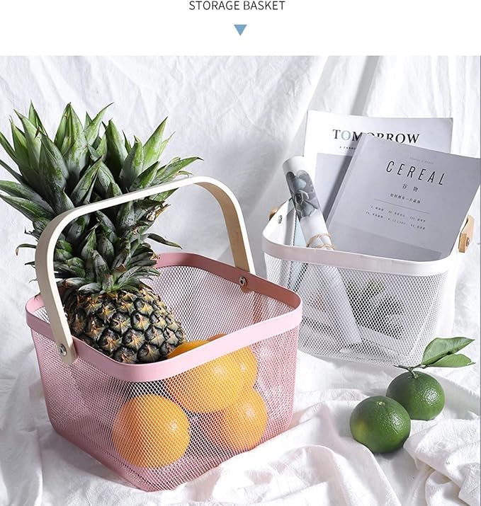 AJIODA Metal Mesh Steel Basket, Storage Organizer Basket Multi-functional - Image 8