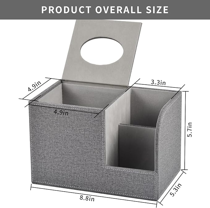 Square Tissue Box Cover Organizer, PU Leather Cube Tissue Box Holder - Image 2
