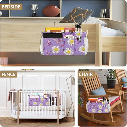 Purple Cute Daisy Butterflies Strawberry Bedside Caddy - Image 8