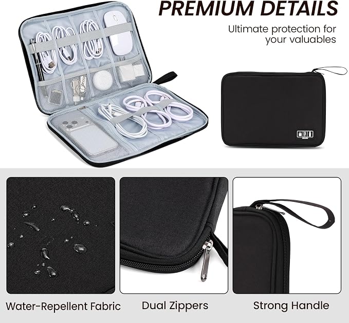 Large Slim Cable Organizer Travel Case, Single-Layer Electronic Accessories - Image 3