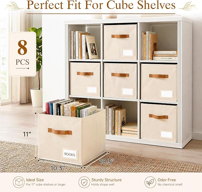 Storage Cubes 8 Pack, 11 Inch Fabric Storage Cubes Organizer Bins - Image 2