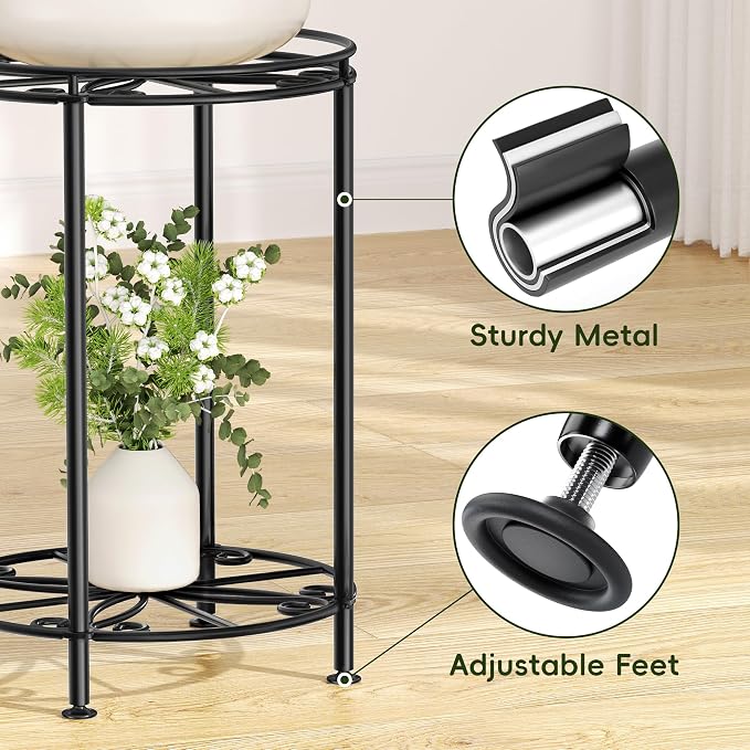 Plant Stand 2-Tier 10.2in Width 16.4in Tall Flower Pot Rack Small Plant Table - Image 5