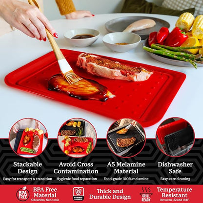 BLAZIN' GRILL Prep and Serve Trays | Set of 2 Stackable, Melamine Trays | - Image 3