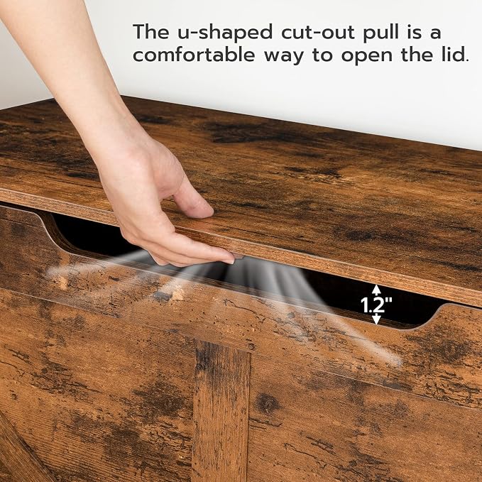 HOOBRO Storage Bench, 39.4” Retro Wooden Storage Chest - Image 6