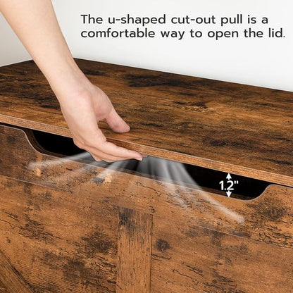 HOOBRO Storage Bench, 39.4” Retro Wooden Storage Chest - Image 6