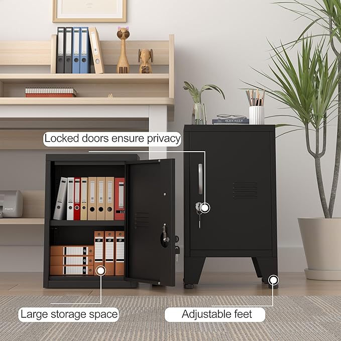 PAOFIN 24.4" H Black Metal NightStand Locker Storage Cabinet - Image 6