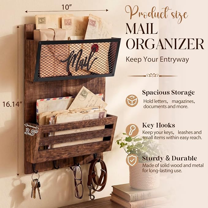 Yalikop Mail Organizer Wall Mount - Image 2