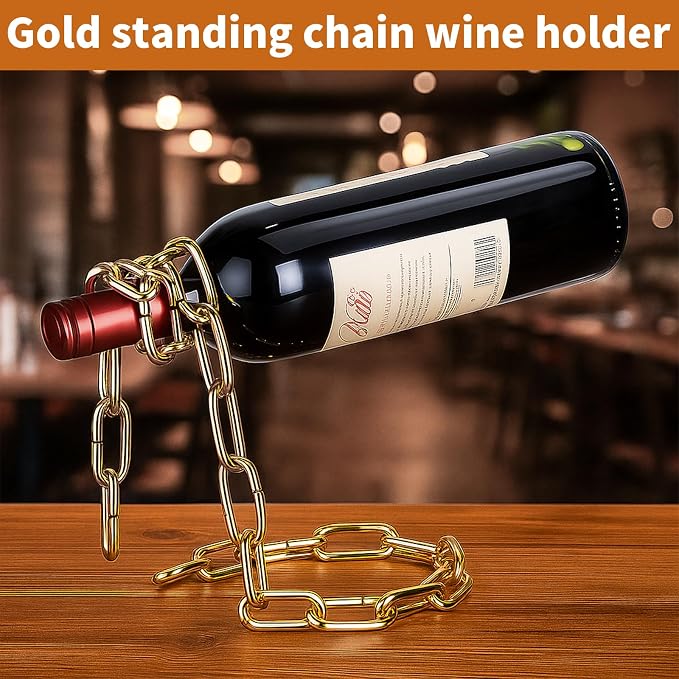 TBWHL Novelty Magic Wine Bottle Holder Floating Steel Link Chain Wine Bottle - Image 3