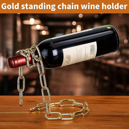 TBWHL Novelty Magic Wine Bottle Holder Floating Steel Link Chain Wine Bottle - Image 3