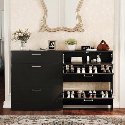 VINGLI Set of 2 Black Shoe Cabinet by VINGLI