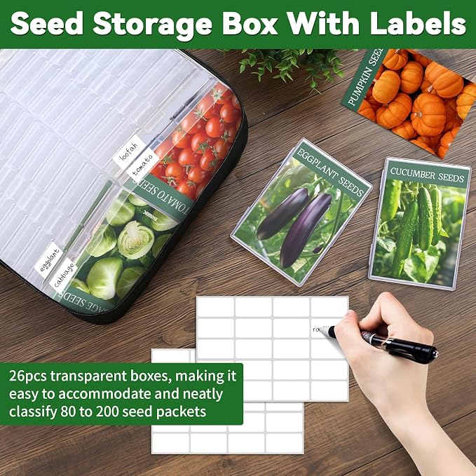26 Slots Seed Storage Organizer Box, Reusable Oxford Cloth Seeds Storage - Image 3