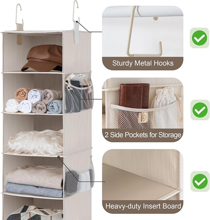 StorageWorks 6-Shelf Hanging Closet Organizer, Hanging Shelves - Image 4
