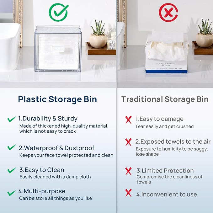 Vtopmart Disposable Facial Towels Holder, Acrylic Box Hold 50 Count, Stylish - Image 7