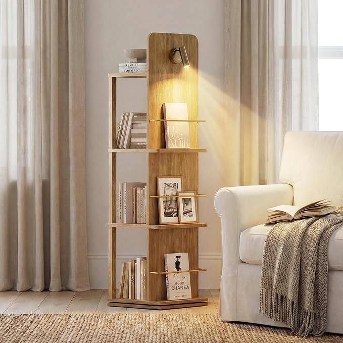 Rotating Bookshelf Tower w/Light, 15.4''/Shelf by Unknown