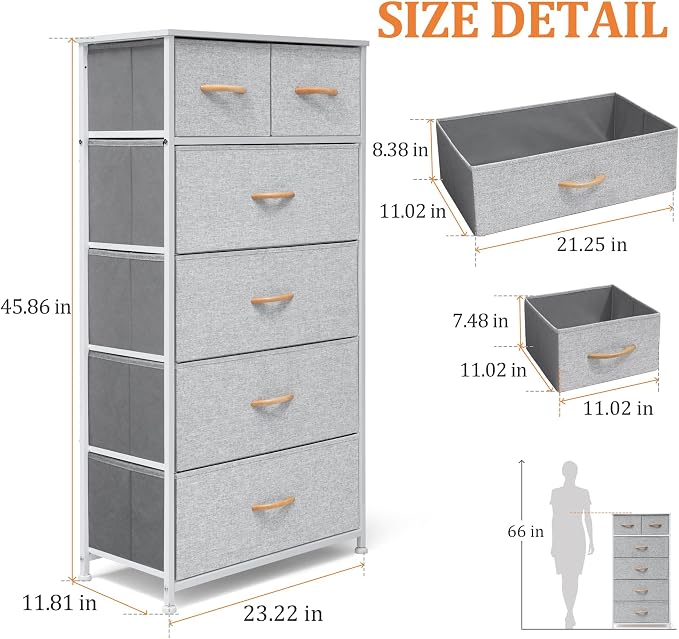 Fabric Dresser for Bedroom, Tall Skinny Dresser - Image 3