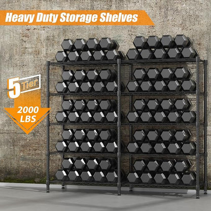 Homdox 5-Tier Adjustable Metal Storage Shelves, Space-Saving Corner Rack - Image 8