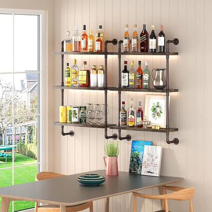 Industrial Pipe Shelf Wall Mounted, Rustic Wood Floating Shelves, 3 Tier Wall - Image 3