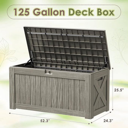 Devoko 125 Gallon Outdoor Storage Box, Waterproof Resin Deck Box - Image 7