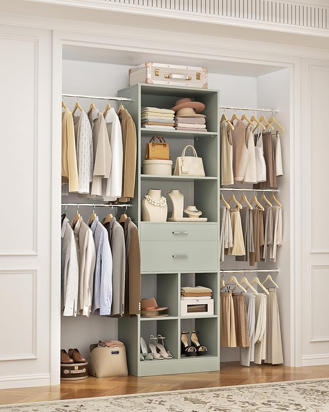 Besiost Small Closet System, 3.2-6.8FT Small Closet Organizer by Besiost
