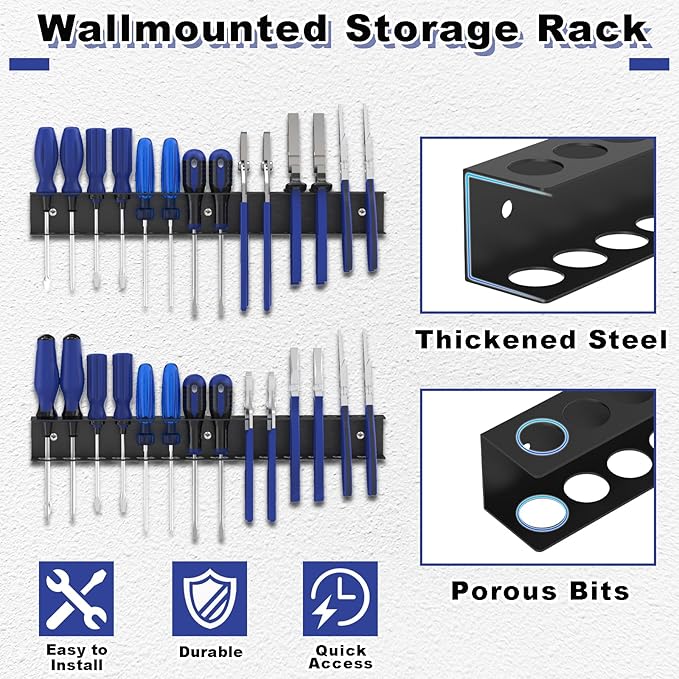 Screwdriver Organizer Wall Mount, Screw Driver Holder, Metal Plier Rack Utility - Image 3
