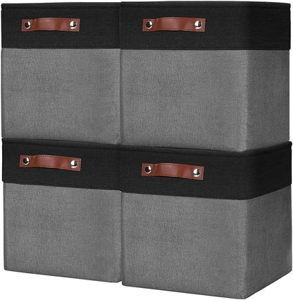 Collapsible Fabric Storage Cubes 11x11 Cube Storage Bins, 4 Pack Closet Baskets by Bagnizer
