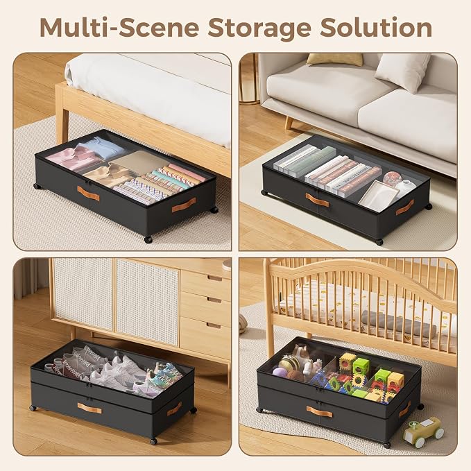Under Bed Storage with Wheels, Large Capacity UnderBed Containers with Clear - Image 7