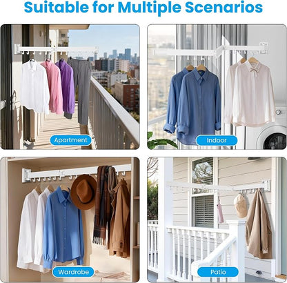 Clothes Drying Rack Wall Mounted, Retractable Collapsible Space Saver - Image 8