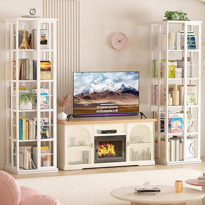 Aheaplus Rotating Bookshelf, Corner Bookcase, 360 Display Wood Spinning - Image 5