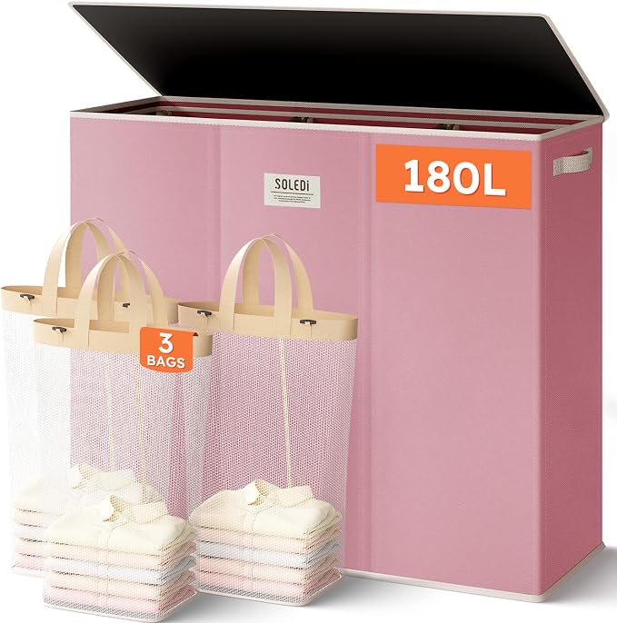 SOLEDI 180L 3-Section Laundry Hamper by SOLEDI