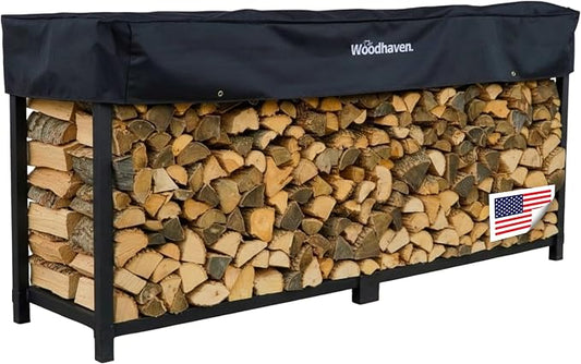 Woodhaven 8-Foot Firewood Rack – American Brand – 1/2 Cord Raised Lumber by Woodhaven
