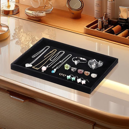 Mornajina 13.8" x 9.5" Velvet Jewelry Tray Jewelry Display Tray, Stackable - Image 5