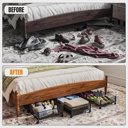 Under Bed Storage With Wheels, 47.2''/90lbs/57.6L, Metal Frame Under Bed - Image 7