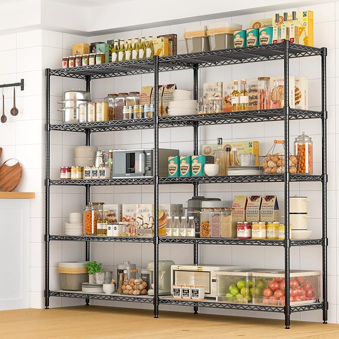 70" W Storage Shelves 1430 LBS Heavy Duty Wire Shelving, 5 Tier Adjustable - Image 2