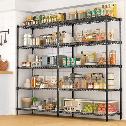 70" W Storage Shelves 1430 LBS Heavy Duty Wire Shelving, 5 Tier Adjustable - Image 2