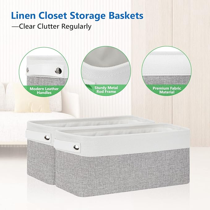 Bidtakay Small Bins for Organization Fabric Baskets for Toilet Paper Storage - Image 4